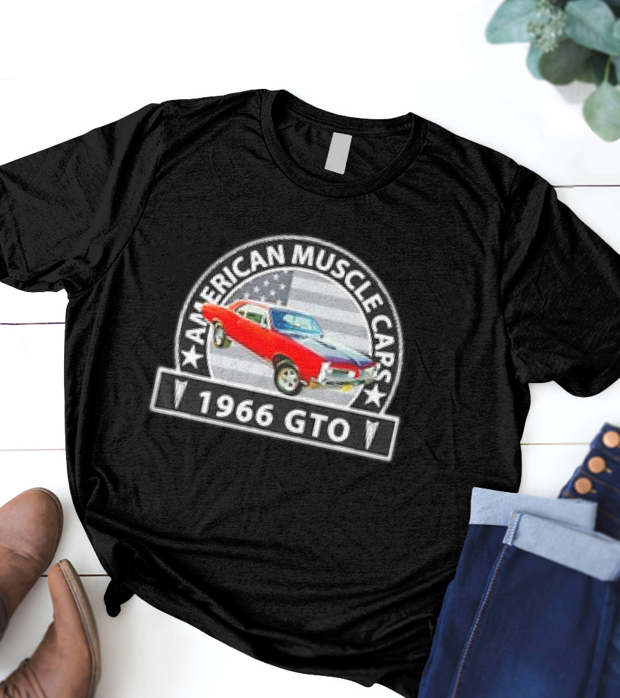 American Muscle Cars 1966 GTO US Flag T-Shirt