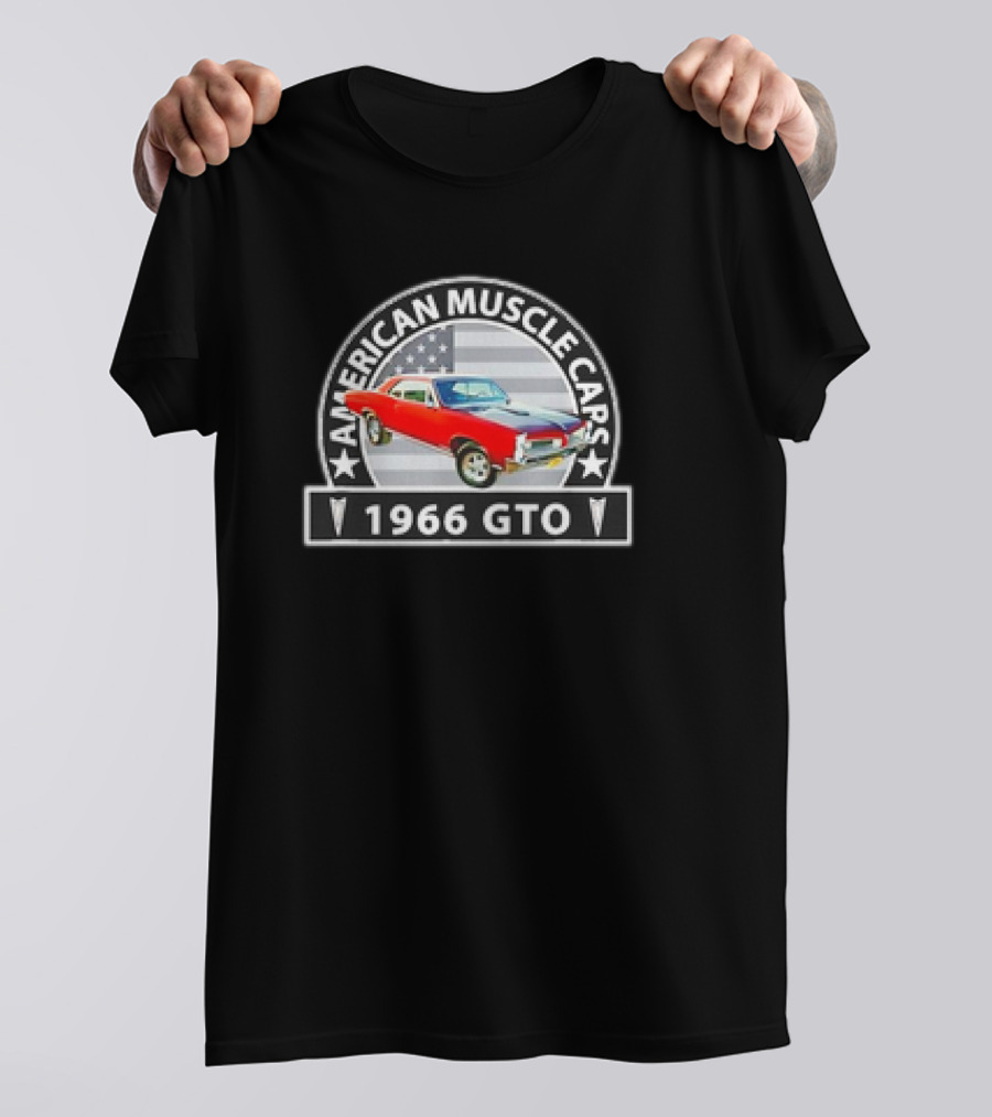 American Muscle Cars 1966 GTO US Flag T-Shirt