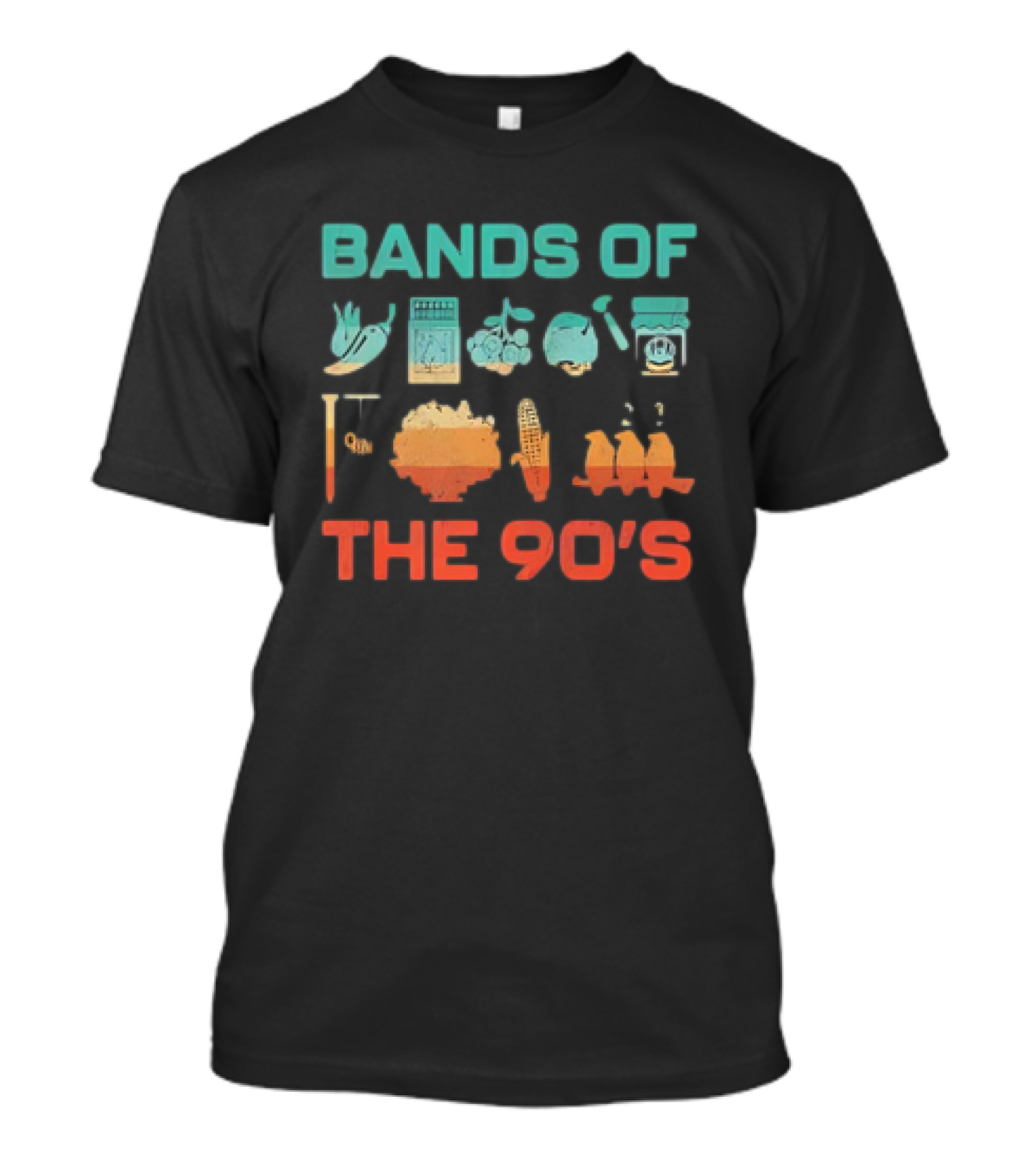 Bands Of The 90s Funny Vegetable Instruments Corn Percussion T-Shirt