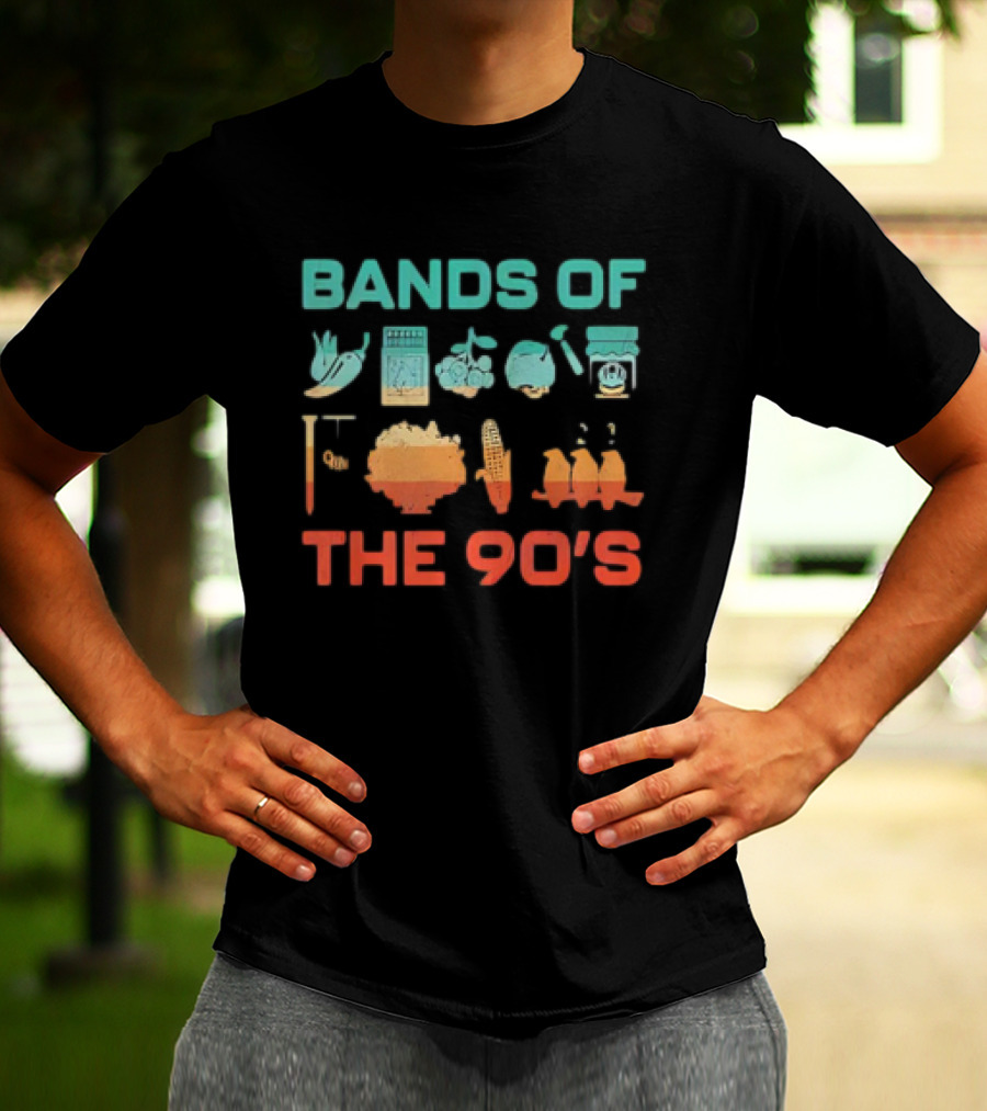 Bands Of The 90s Funny Vegetable Instruments Corn Percussion T-Shirt