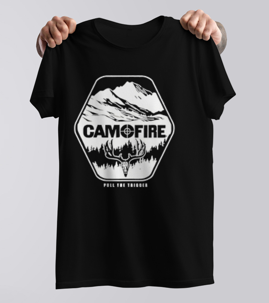 CAMOFIRE Pull The Trigger Mountains And Deer Antlers T-Shirt