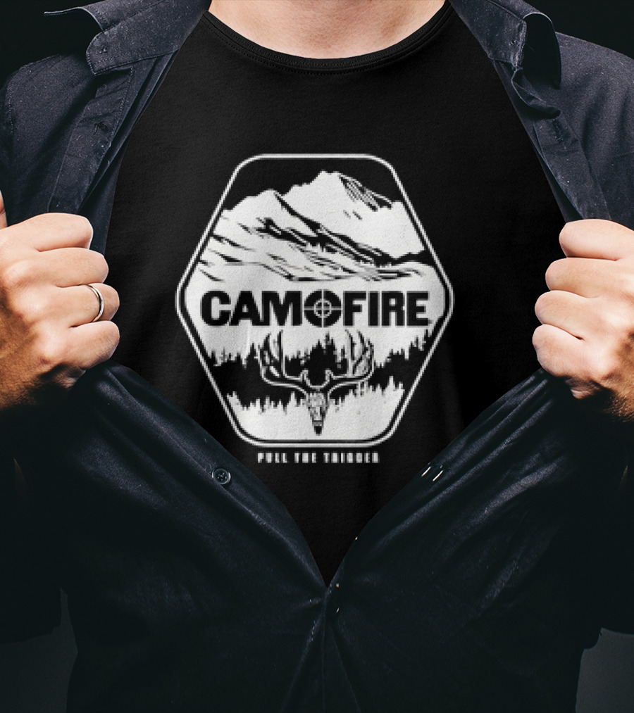 CAMOFIRE Pull The Trigger Mountains And Deer Antlers T-Shirt