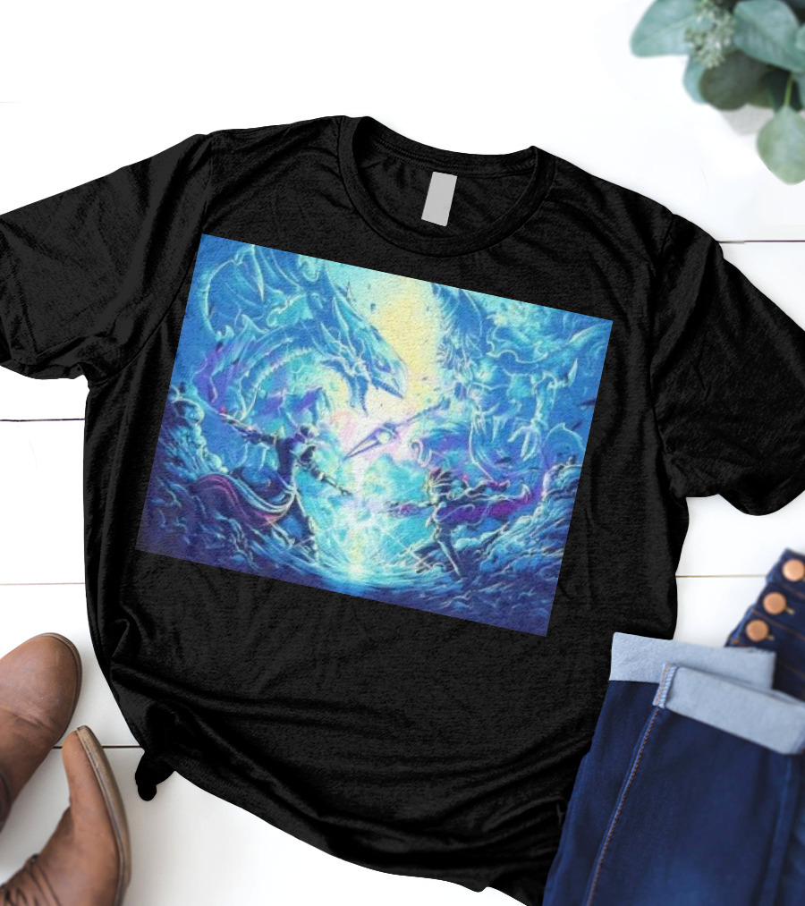 Yu Gi Oh Seto Kaiba Dueling Yugi Muto Blue-Eyes White Dragon And Dark Magician Showdown T-Shirt