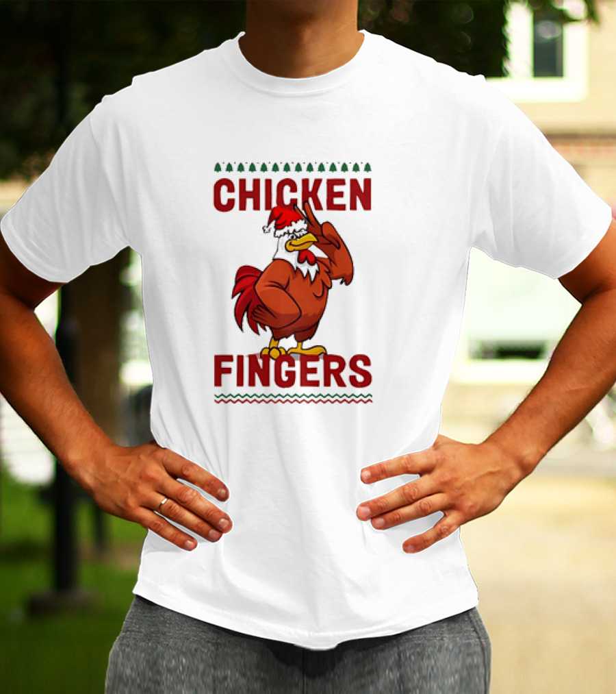 Chicken Fingers Santa Christmas Rooster Santa Hat T-Shirt