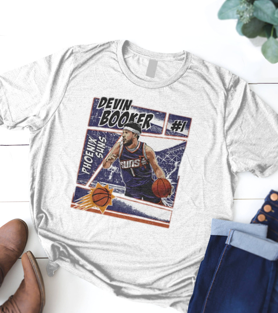 Devin Booker Phoenix Suns #1 Comic Vintage NBA Basketball T-Shirt