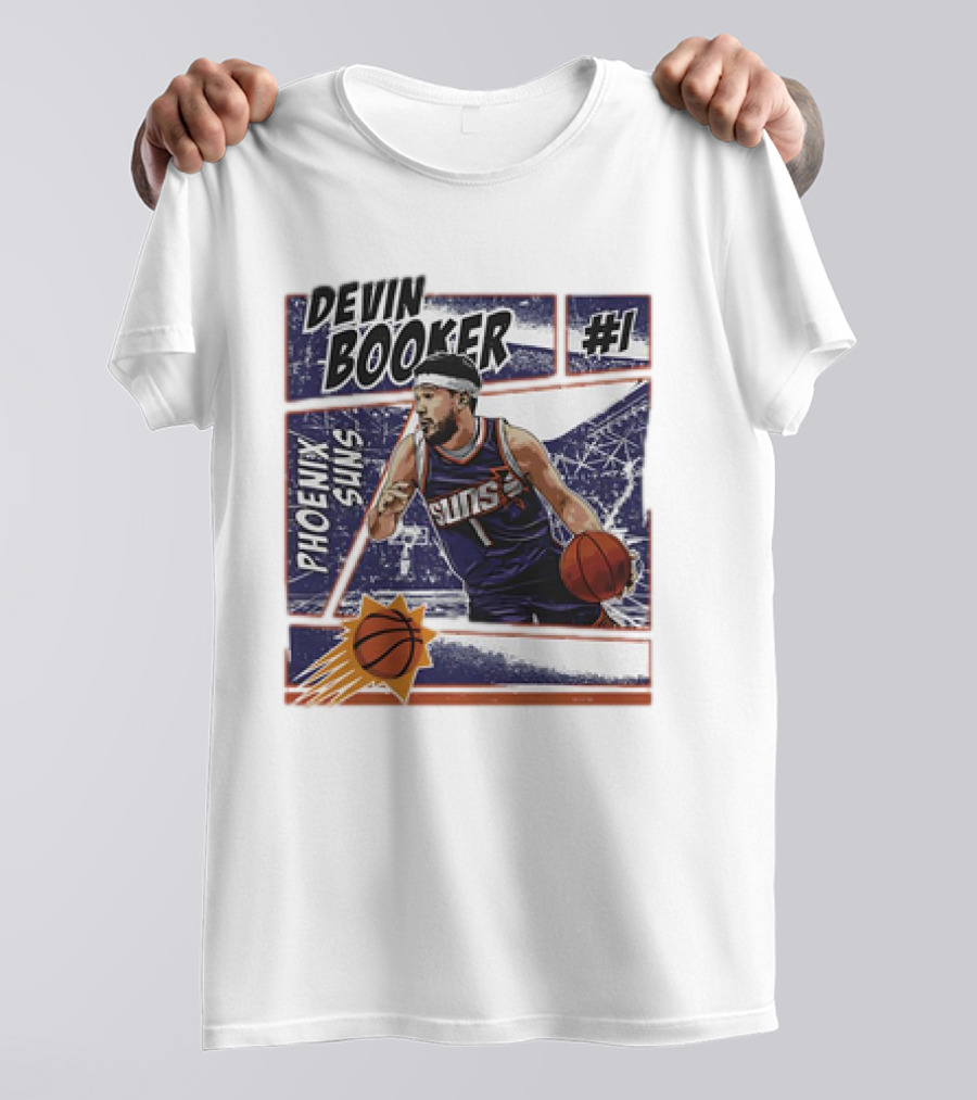 Devin Booker Phoenix Suns #1 Comic Vintage NBA Basketball T-Shirt