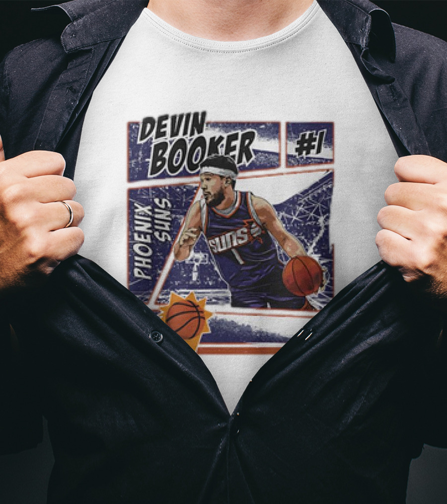 Devin Booker Phoenix Suns #1 Comic Vintage NBA Basketball T-Shirt