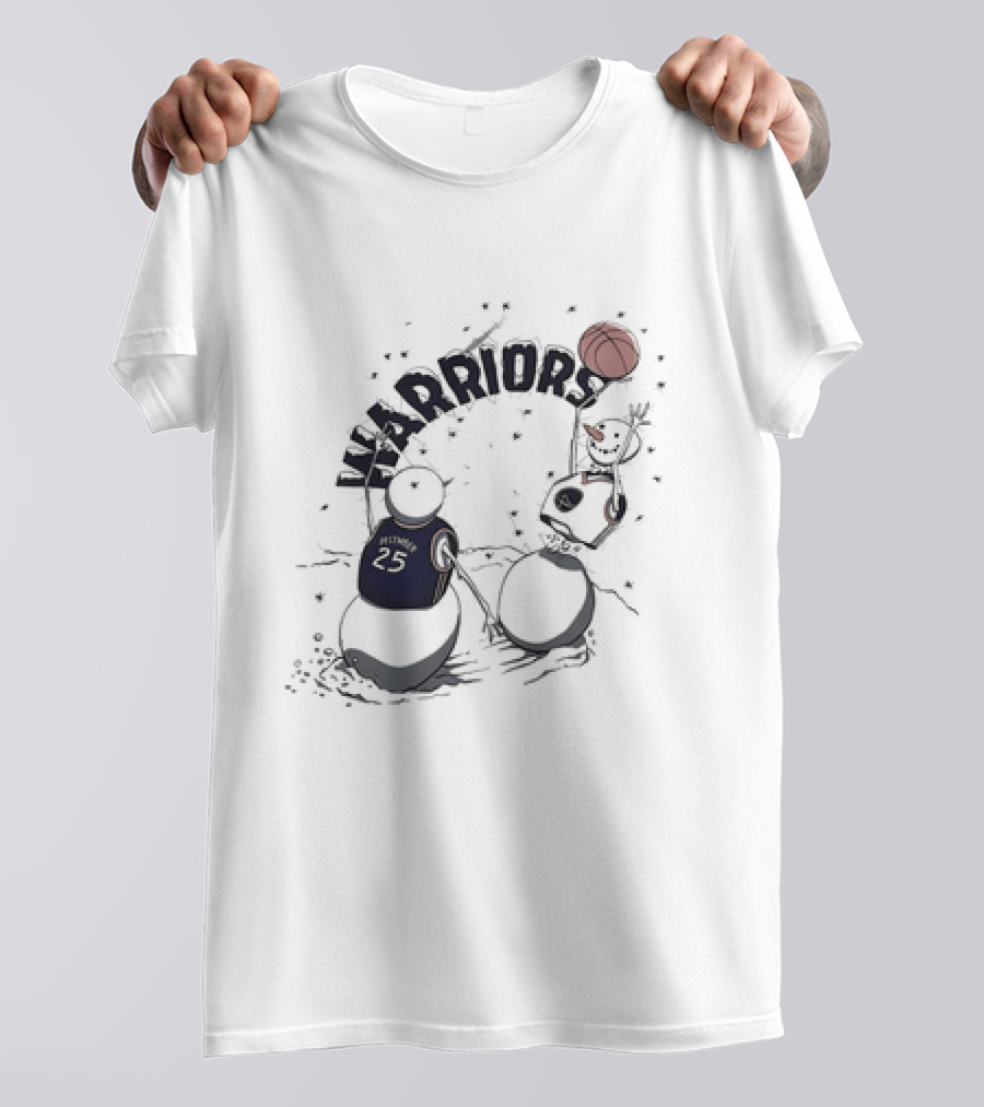 Golden State Warriors Snowman Basketball Holiday Warriors 25 T-Shirt