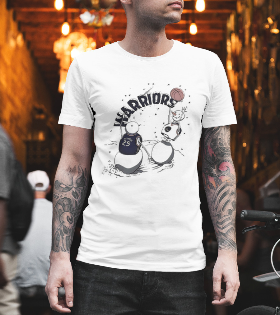 Golden State Warriors Snowman Basketball Holiday Warriors 25 T-Shirt