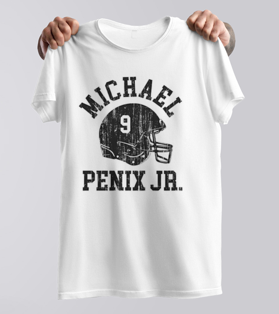 Michael Penix Jr. Vintage Font Football Helmet Number 9 T-Shirt