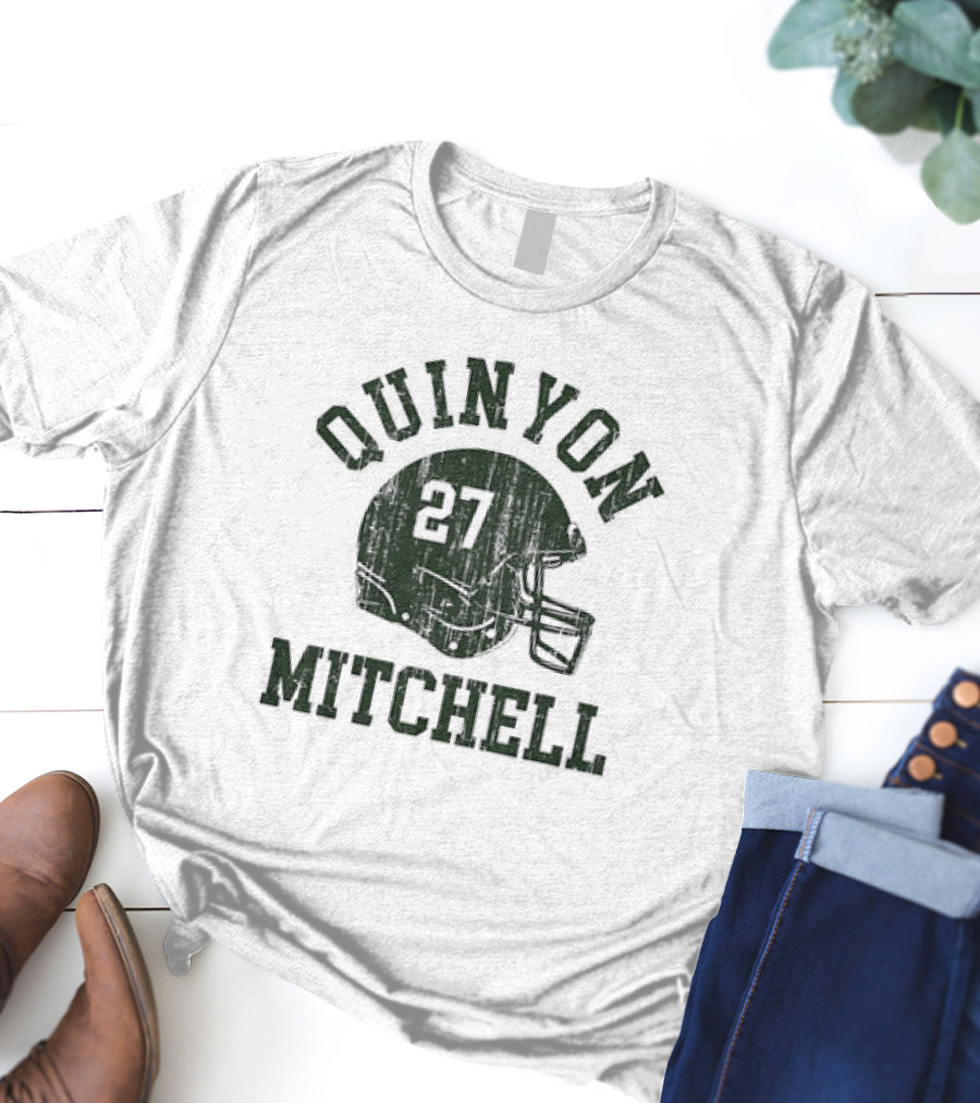 Quinyon Mitchell 27 Philadelphia Eagles NFL Football Helmet Font Vintage T-Shirt