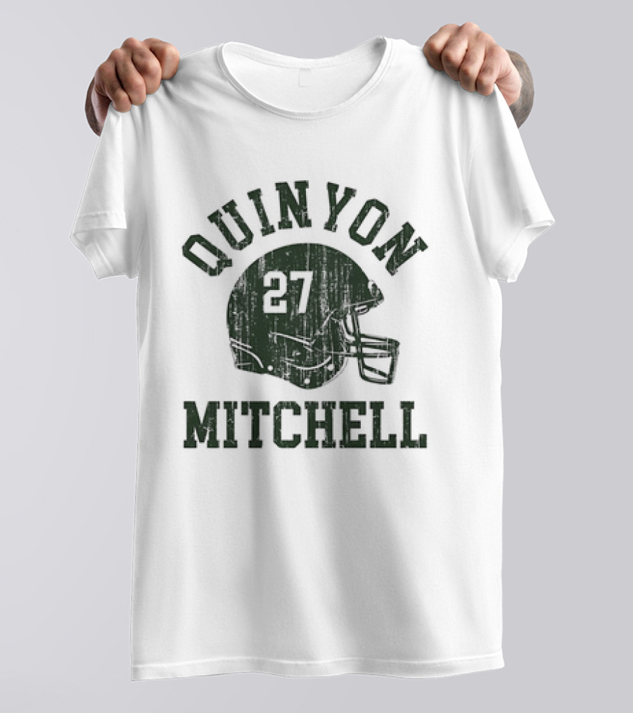 Quinyon Mitchell 27 Philadelphia Eagles NFL Football Helmet Font Vintage T-Shirt