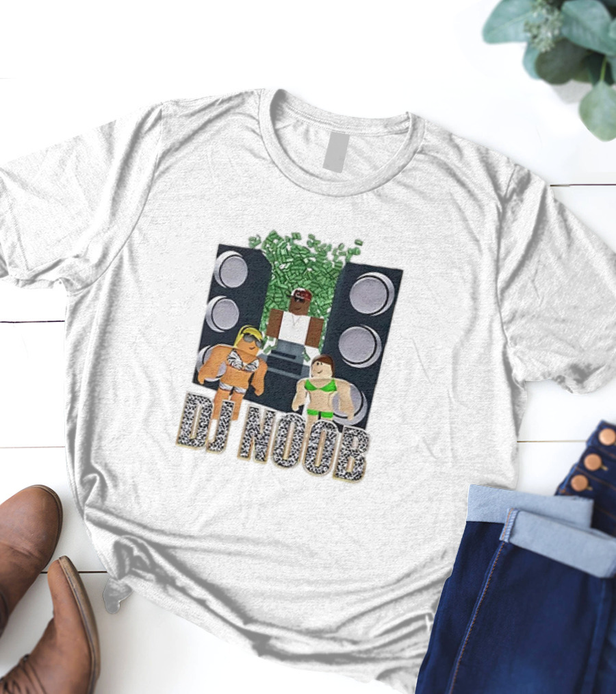 Roblox Video Game DJ Noob Party With Speakers And Characters T-Shirt