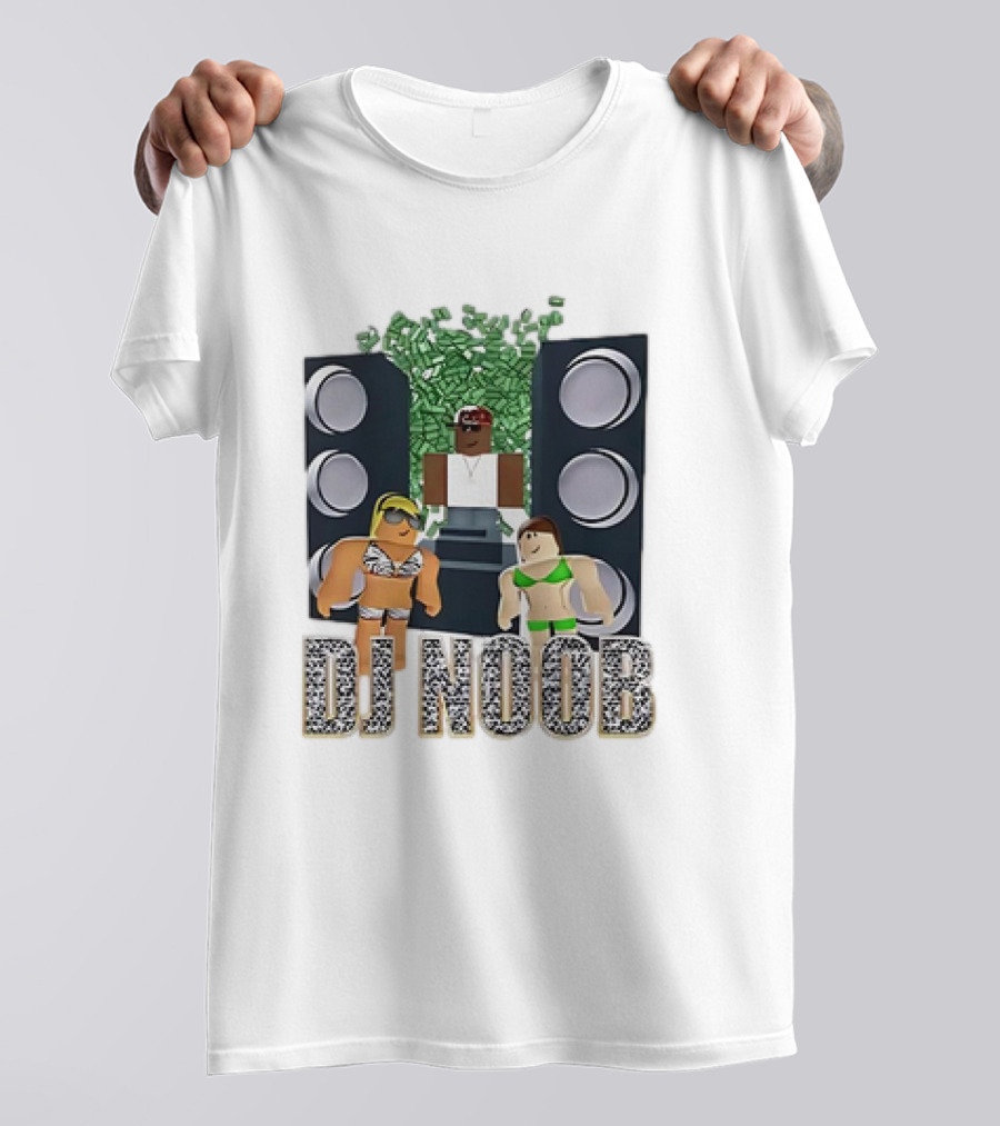 Roblox Video Game DJ Noob Party With Speakers And Characters T-Shirt