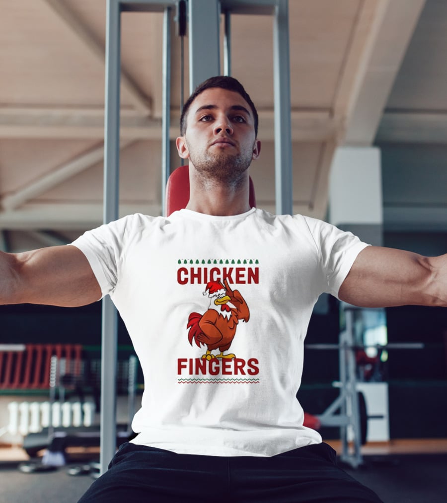 Chicken Santa Fingers Peace Sign T-Shirt