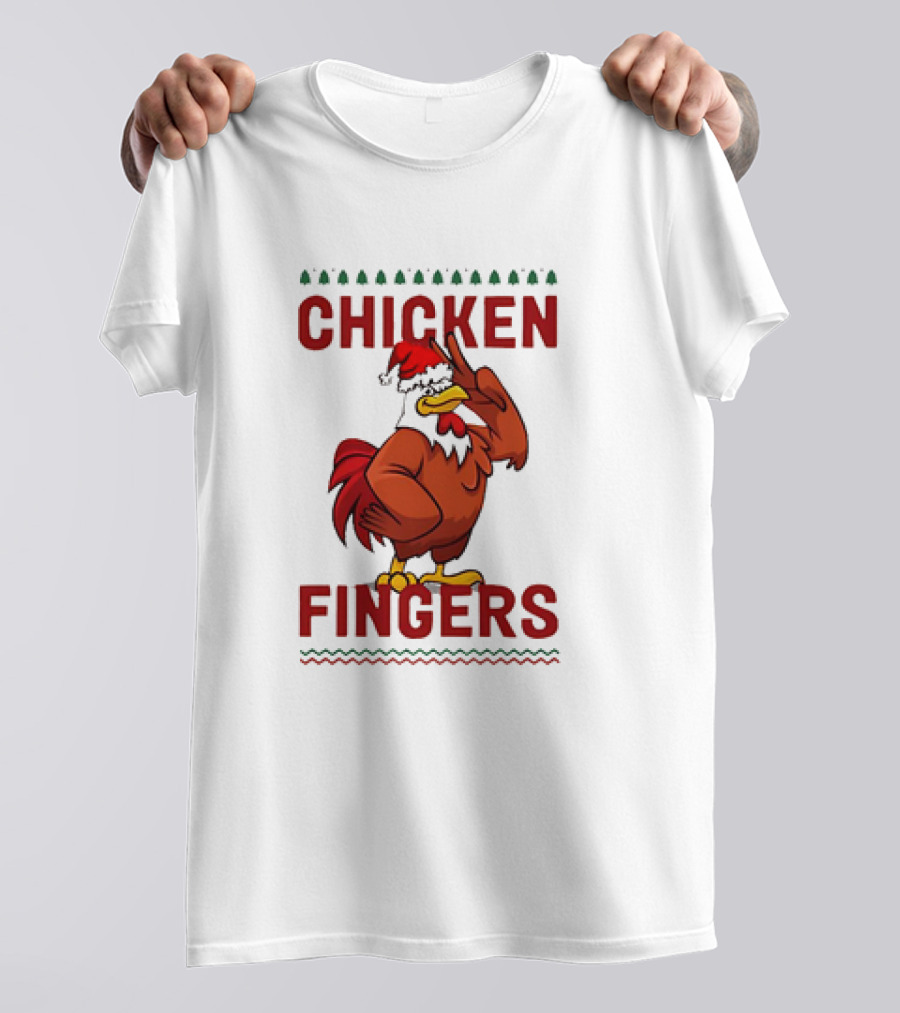 Chicken Santa Fingers Peace Sign T-Shirt