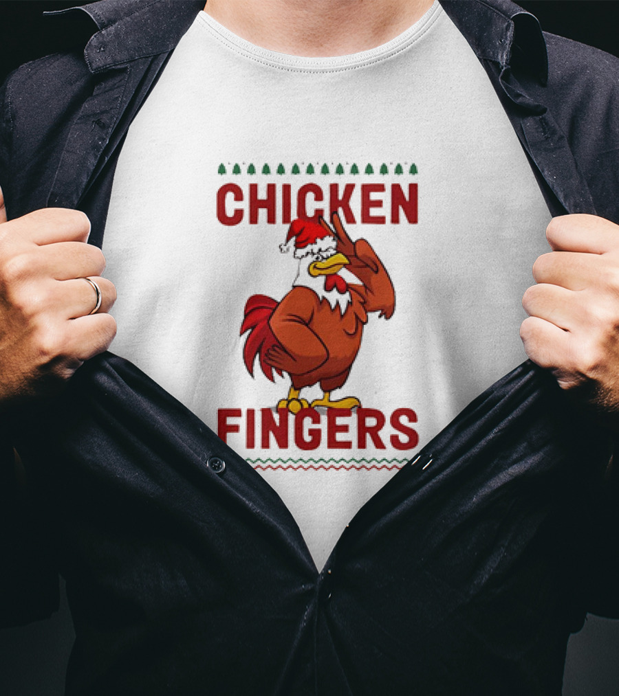 Chicken Santa Fingers Peace Sign T-Shirt