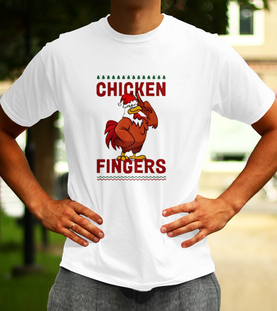 Chicken Santa Fingers Peace Sign T-Shirt