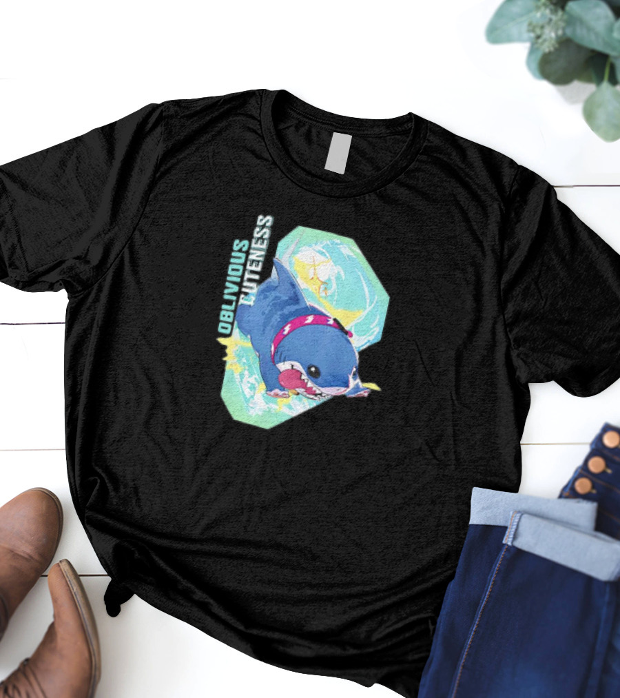 Oblivious Cuteness Shark Water Splash Adventure T-Shirt