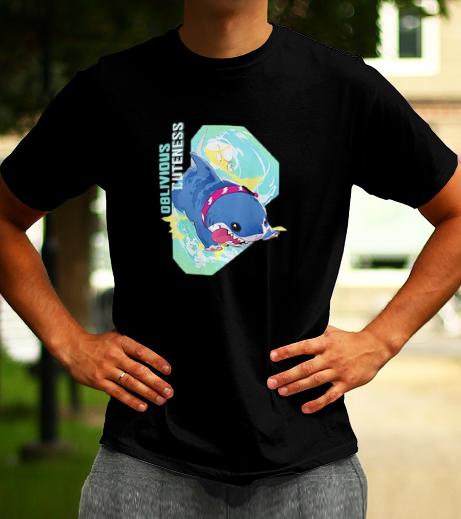 Oblivious Cuteness Shark Water Splash Adventure T-Shirt