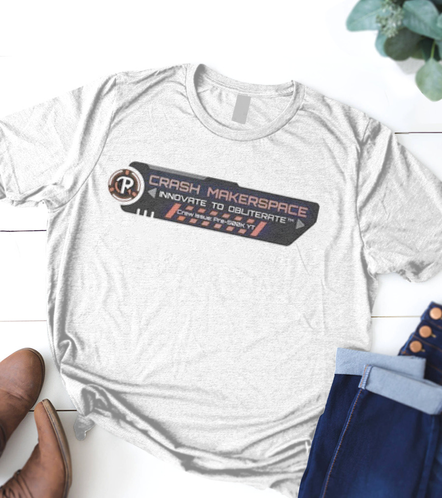 Crash Makerspace Innovate To Obliterate Crew Issue Pre-5282KT T-Shirt