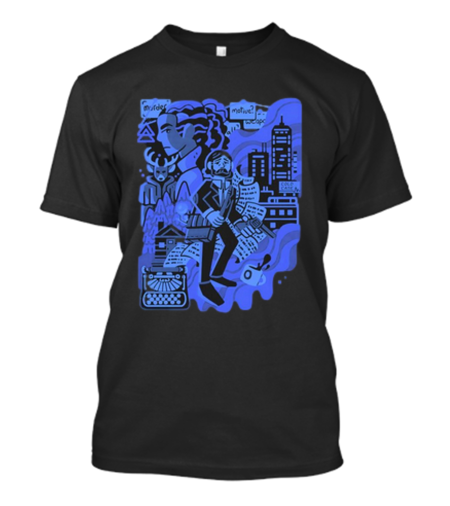 Alan Wake Herald Of Darkness Mystery Writers Typewriter Cityscape T-Shirt