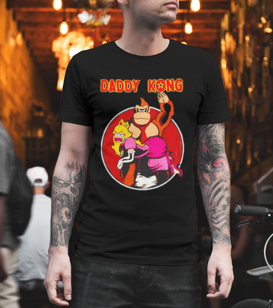 Daddy Kong Funny Retro Gaming Humor With Princess Character Playful T-Shirt