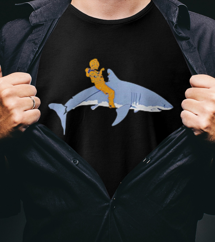 Diver Riding A Shark In T-Shirt