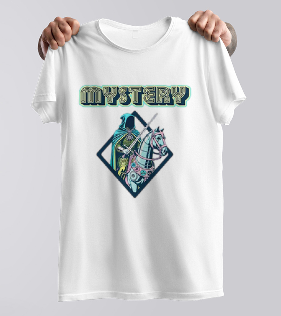 Mystery Knight On Horse In Geometric Frame T-Shirt