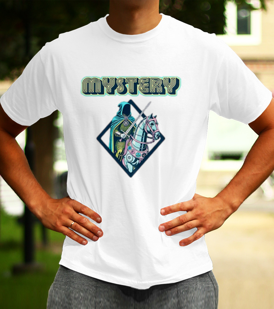 Mystery Knight On Horse In Geometric Frame T-Shirt