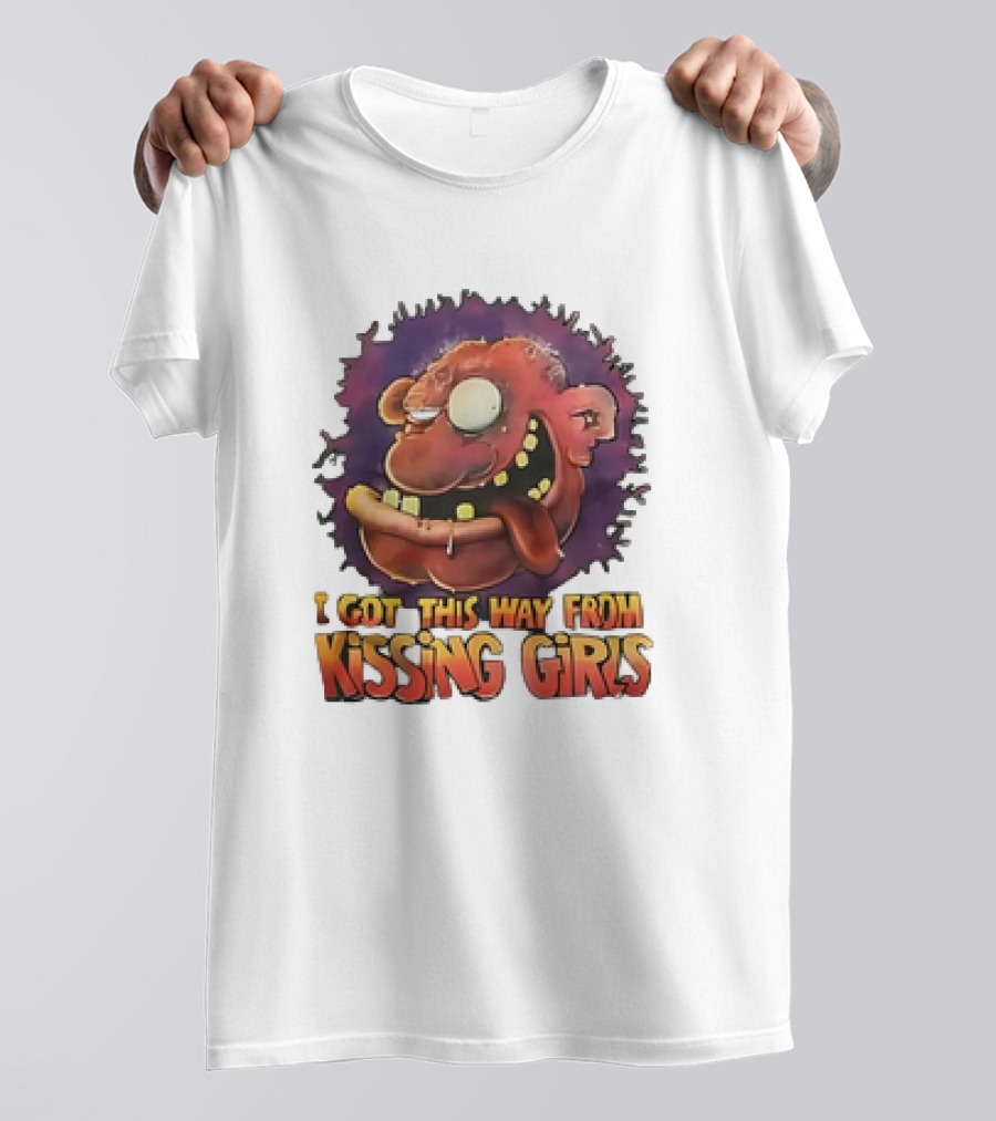 I Got This Way From Kissing Girls Grotesque Cartoon Face T-Shirt