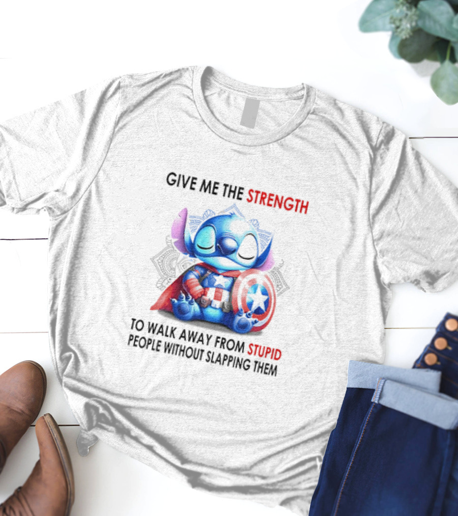 Stitch Captain Give Me The Strength To Walk Away From Stupid People Without Slapping Them T-Shirt