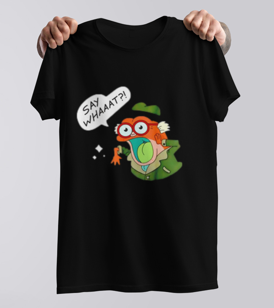 Hop Pop Plantar Amphibia Say Whaaaat Frog Cartoon Character Reaction T-Shirt