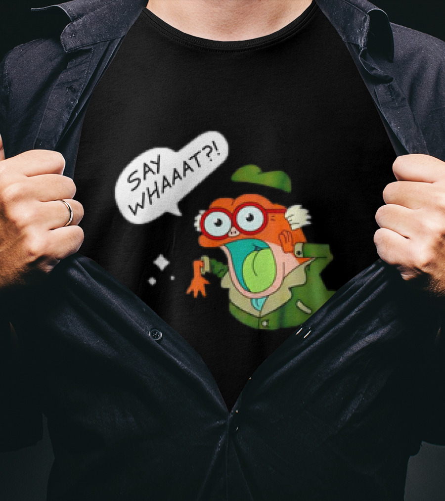 Hop Pop Plantar Amphibia Say Whaaaat Frog Cartoon Character Reaction T-Shirt