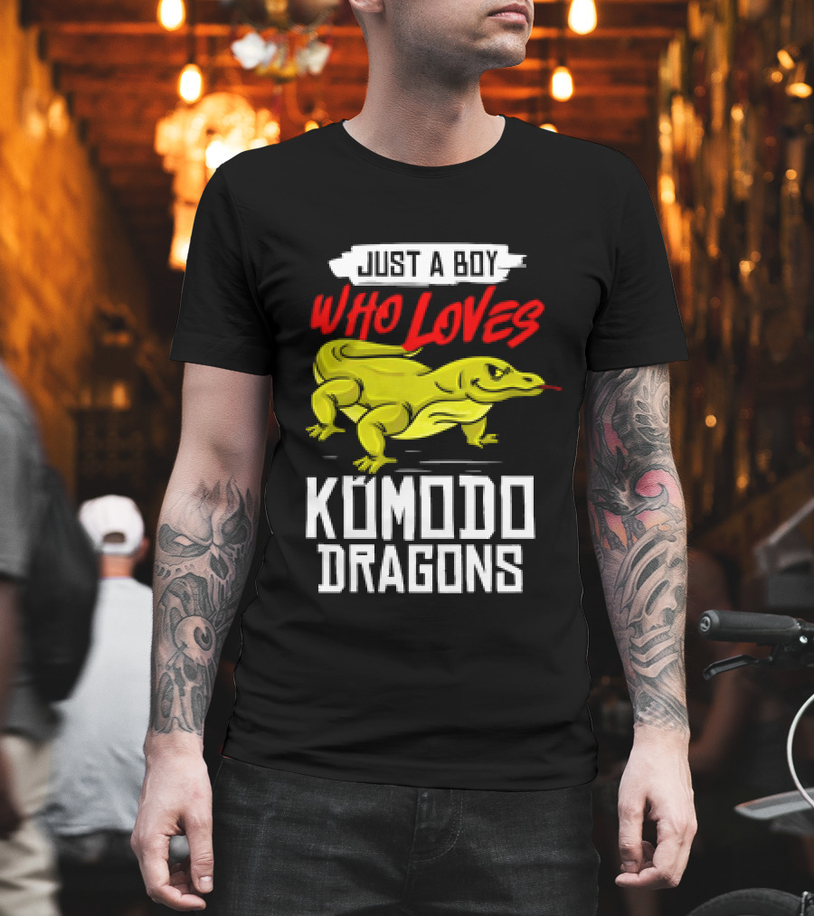 Just A Boy Who Loves Komodo Dragons With Yellow Lizard T-Shirt