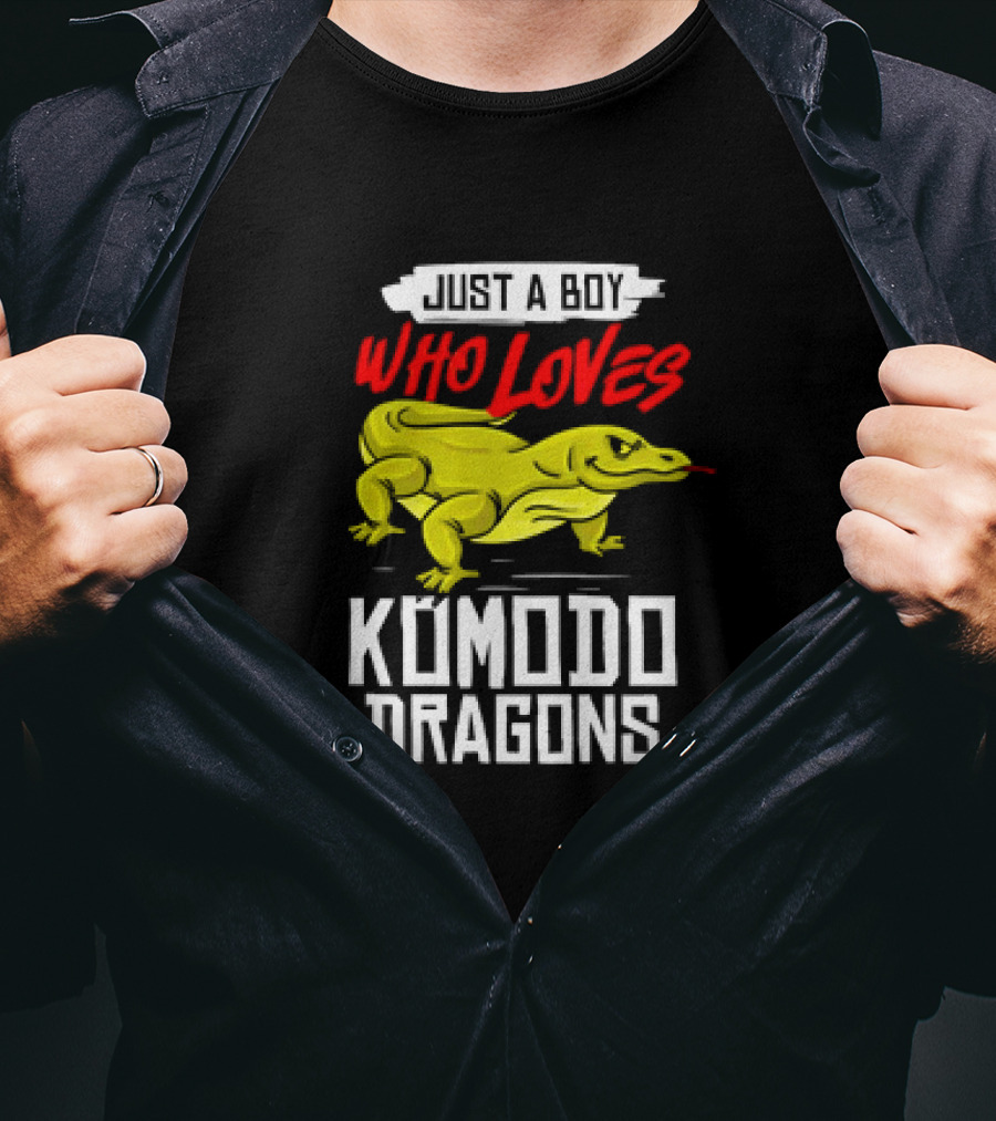 Just A Boy Who Loves Komodo Dragons With Yellow Lizard T-Shirt