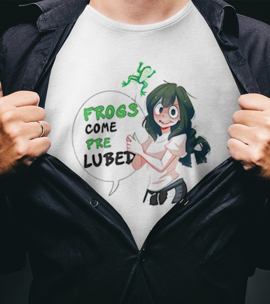 Frogs Come Pre Lubed Meme Character Speech Bubble T-Shirt