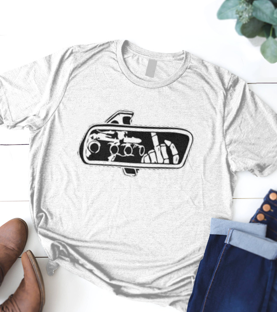 Rear View Bone Car Mirror Hand Gesture Airplane T-Shirt
