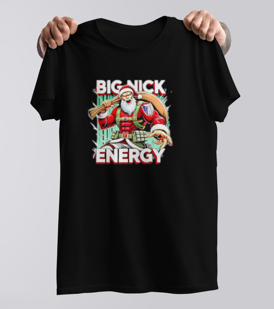 BIG NICK ENERGY Santa Warrior With Baseball Bat T-Shirt