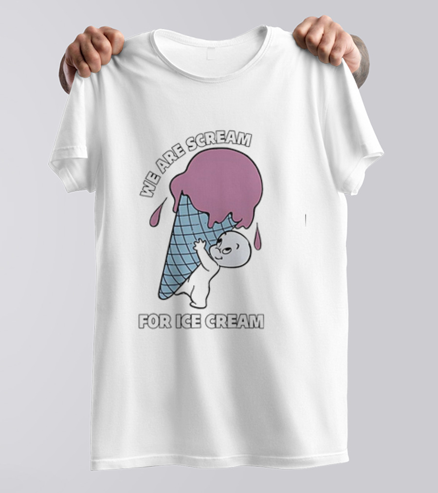 We Are Scream For Ice Cream Happy Ghost Hugging Purple Ice Cream Cone T-Shirt
