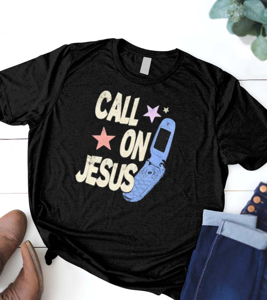 CALL ON JESUS STARS VINTAGE FLIP PHONE RETRO CASUAL T-Shirt