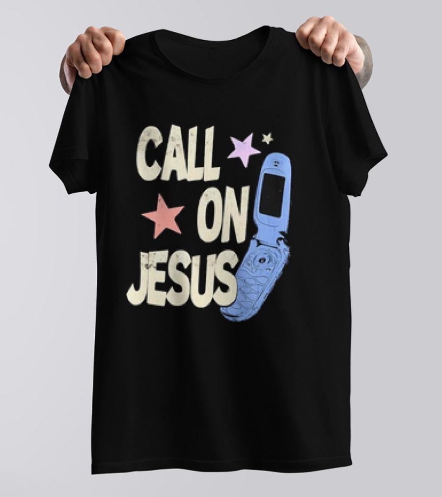 CALL ON JESUS STARS VINTAGE FLIP PHONE RETRO CASUAL T-Shirt