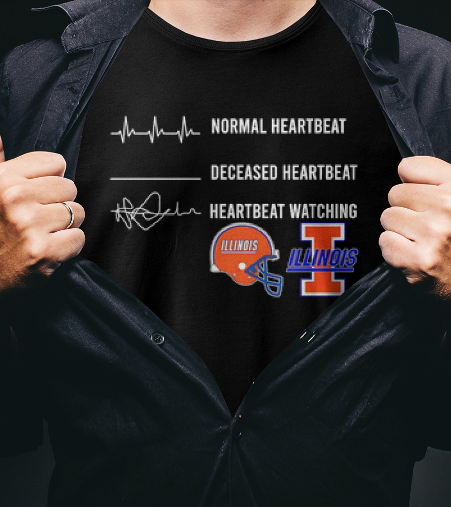 Normal Heartbeat Deceased Heartbeat Heartbeat Watching Illinois Fighting Illini T-Shirt