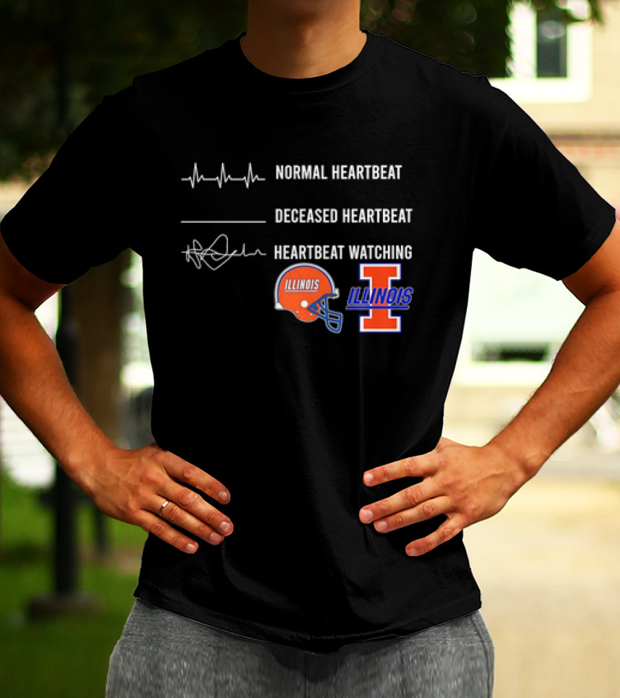 Normal Heartbeat Deceased Heartbeat Heartbeat Watching Illinois Fighting Illini T-Shirt