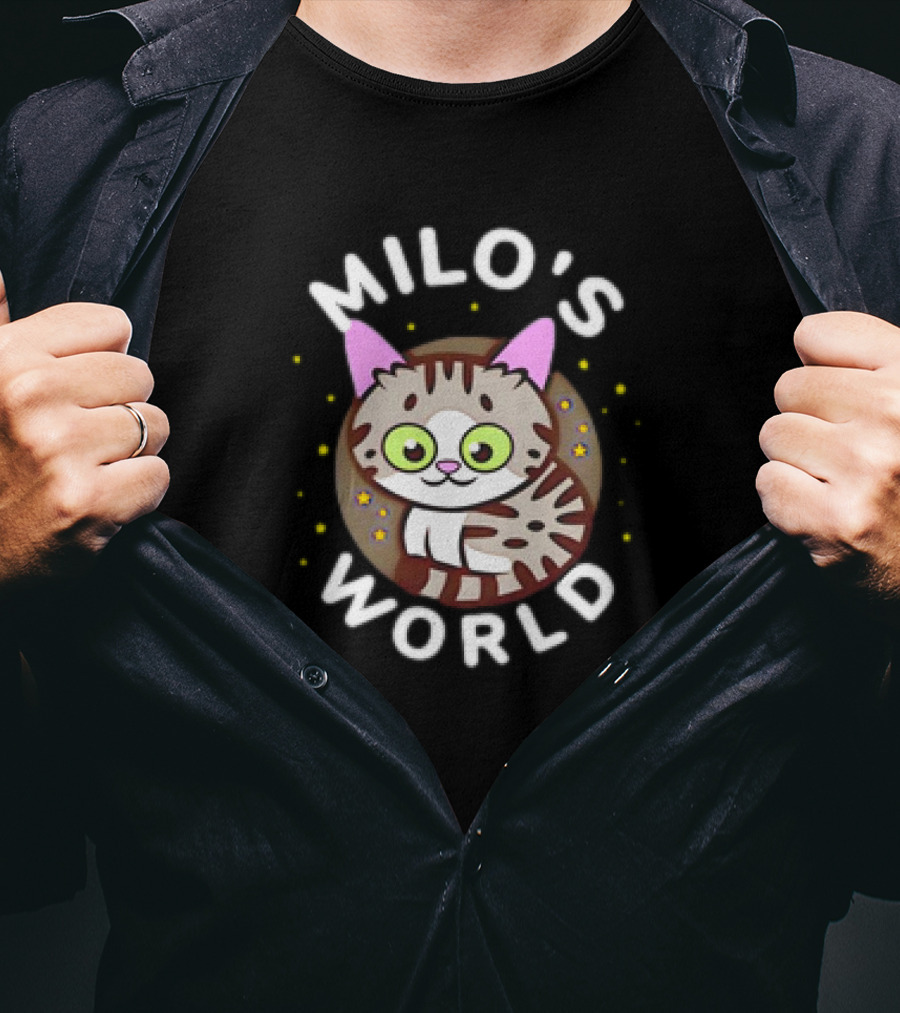 Milo's World Cat With Bright Eyes And Striped Fur T-Shirt