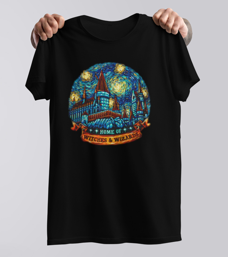Hogwarts Home Of Witches And Wizards Starry Night T-Shirt