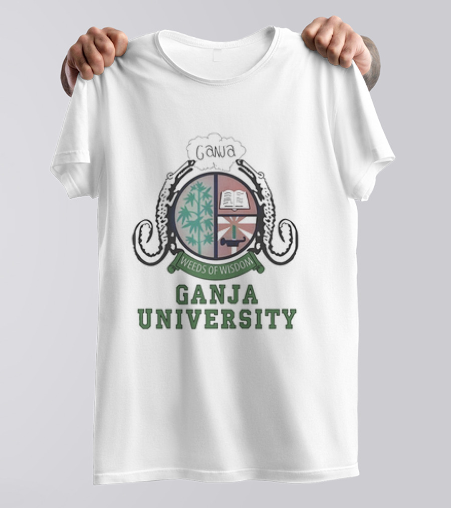 Ganja University Weeds Of Wisdom Crest Emblem T-Shirt