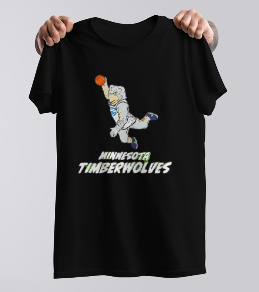 Minnesota Timberwolves Mascot Dunking Basketball T-Shirt