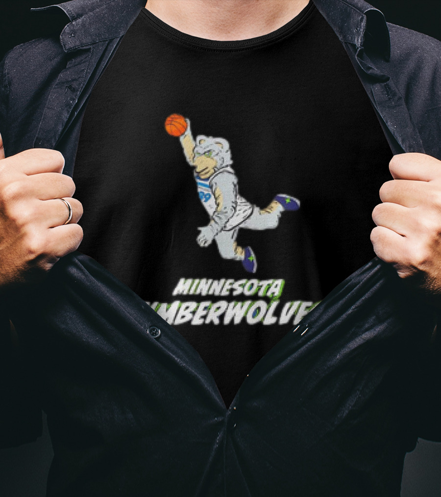 Minnesota Timberwolves Mascot Dunking Basketball T-Shirt