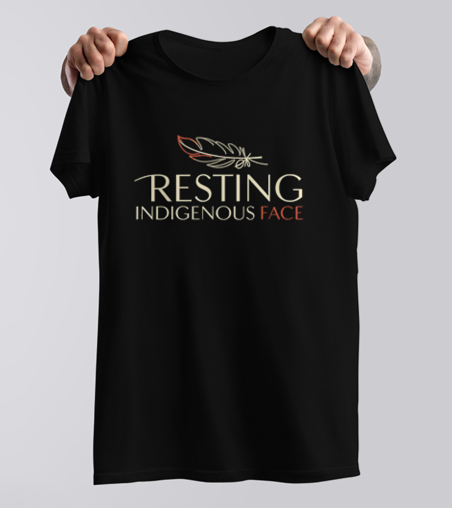 Resting Indigenous Face Feather T-Shirt